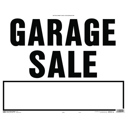 Hy-Ko Garage Sale (Black On White) Sign 18" x 23", 5PK A00151